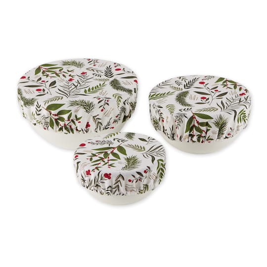 DII&#xAE; Holiday Sprigs Print Dish Cover Set, 3ct.